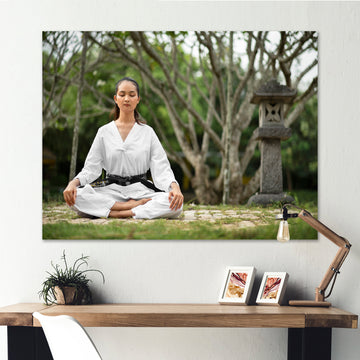 Woman Karate Meditating Mindfulness - Martial Arts Canvas Wall Art